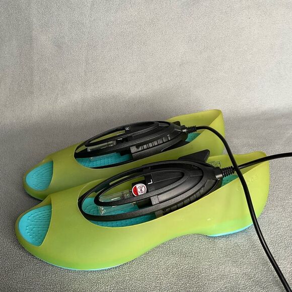 Crocs Womens Carlie Ballet Flats Shoes Green Slip On Peep Toe Flat Heel Jelly 7 - Picture 8 of 9